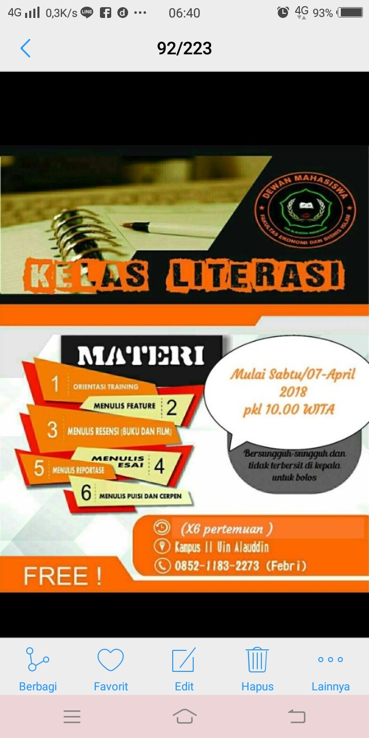 Gambar Dema FEBI Gelar Kelas Literasi